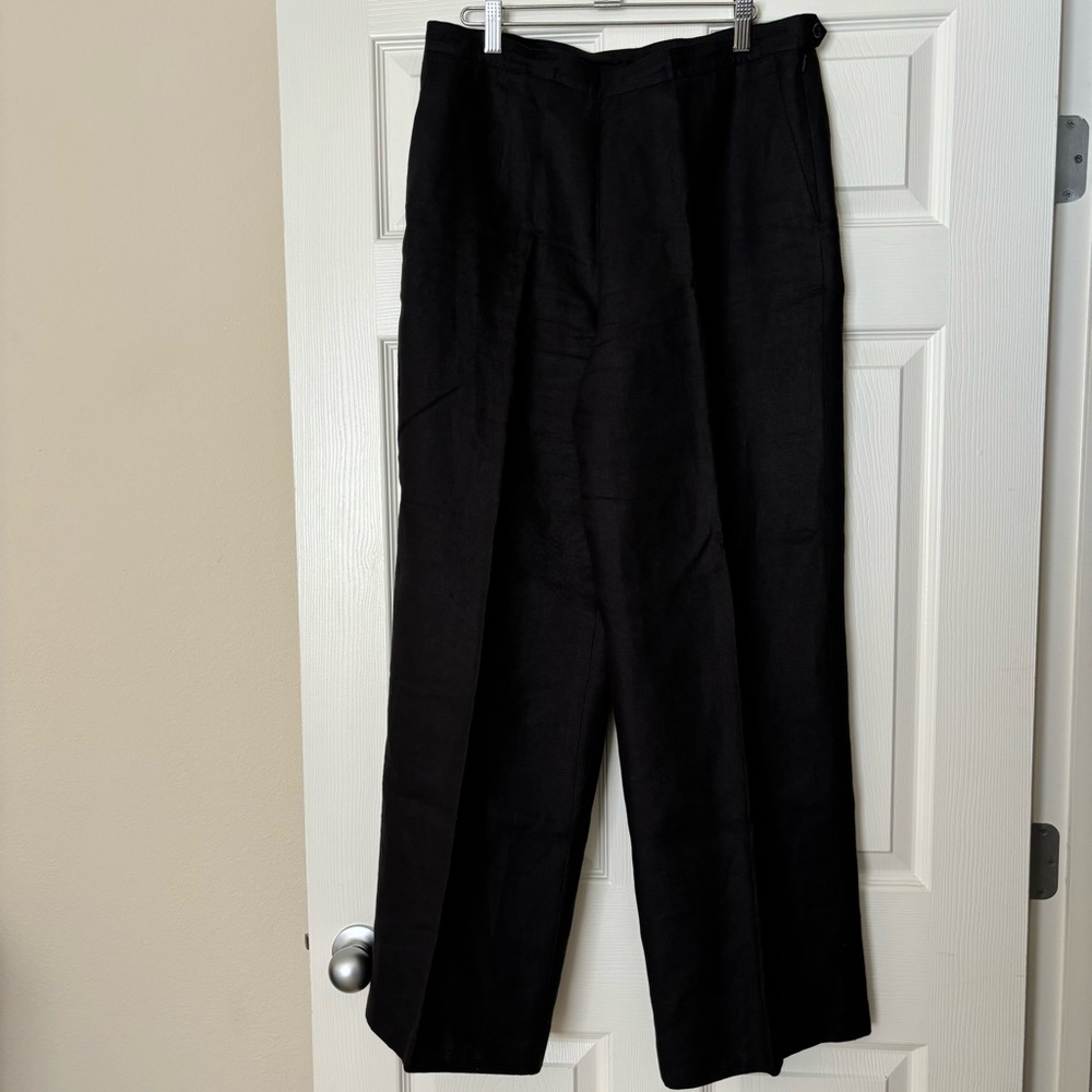 Talbots Irish Linen Pants Black Size 12 Lined